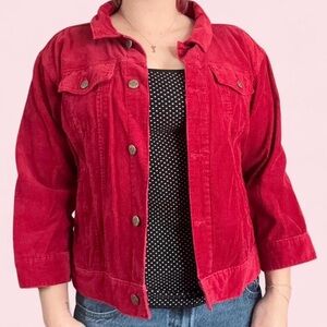 Esprit Red Corduroy Button-Front Jacket